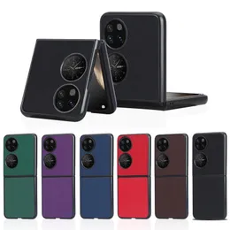 Biznes Litchi Skóra PU Skóra Hard PC Anti Slip Cases Ochronna Odporna na wstrząsy Anti-Scratch Lightweight Pokrywa dla Huawei P50 Pocket Samsung Galaxy Z Flip 3 5g Flip3