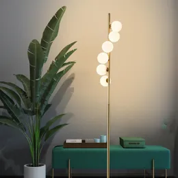 Golvlampor American Spiral Glass Ball Lamp Living Room Corner Standing Bedroom Bedside Decorative Lamp Floor