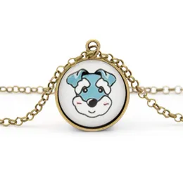 Hänge halsband smycken kvinnor söt schnauzer siberian husky husdjur halsband glas charm diy hängen för älskare gåvor väns hals