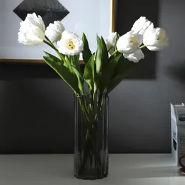 Simulerad tjock multi-lager hand fuktgivande tulpaner faux blommig hem dekoration simulerad blomma layout dubbel kronblad tulpan
