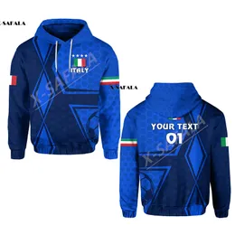 Numero di testo personalizzato Italia Rugby Felpa con cappuccio con cerniera stampa 3D Felpa con cappuccio da uomo Felpa con cappuccio Jersey Tute Outwear Coat 220704