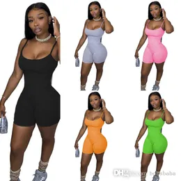 Designer Women Short Jumpsuits Pajama Summer Onesies Sleeveless Playsuits Rompers Plus Size Dhl Solid Color Lady Clothes