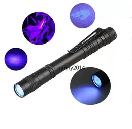Mini Pocket Lamp Led 365/395 UV Flashlight Torch Ultra Violet pen shape Light torch AA Battery for Marker Checker Detection