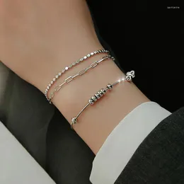 Link łańcucha Transit Bead Bracelets dla kobiet biały złoty materiał miedziany prosty hojny osobowość kpop unisex urodzinowe prezenty biżuterii