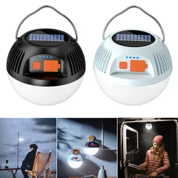 Lampada da campeggio solare Luci da tenda ricaricabili tramite USB Super luminose 3 modalità di luce Lanterna da esterno impermeabile con gancio Idea per escursioni di emergenza