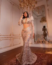 2022 Plus Size Arabic Aso Ebi Mermaid Luxurious Gold Prom Dresses Pärled Crystals Evening Formal Party Second Reception Birthday E211z