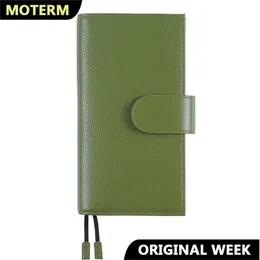 Oryginalna okładka tygodniowa Moterm na tygodnie Hobo z tylną kieszenią i podwójnymi klamrami notatnik pamiętnik Pebbled Leather Planner Oganizer 220401