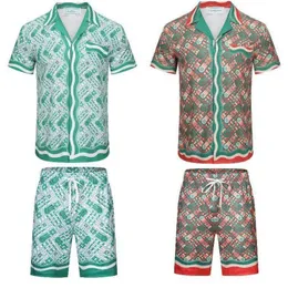 Hot Salking Casablanca Shorts Shorts Mens Suits Designer Fashion Hawaii Floral Cartle Print Beach Calça Two Pieces Tshirts de seda