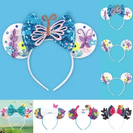 Children Sequins Hair Hoop Cosplay Accessories Head Buckle Butterfly Headband Flower Bow Decorative Hair Band 9zz H1