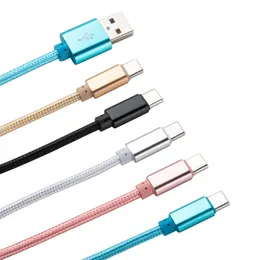 Тип C Nylon Brained Micro USB -кабели быстро зарядка зарядное зарядное зарядное устройство для Android V8 смартфона Wire 1m 2M 3M 3M