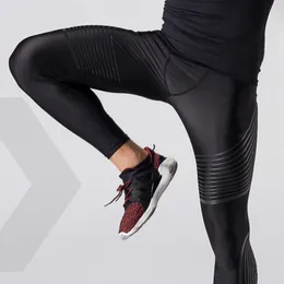 Kompressionsbyxor män som kör tights fitness sport leggings byxor gymträning joggar fitness atletiska randiga mager byxor