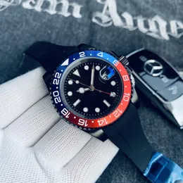 Designer GMT herrklocka 40mm automatisk mekanisk rörelse utomhus klocka guld svart urtavla med rostfritt stål armband roterabel ram montre de luxe klocka