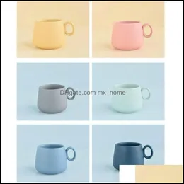Mugs Drinkware Kitchen Dining Bar Home Garden Aron Ceramic Mug Matte Nordic Coffee Milk Latte Cup Pot-Bellied C DHFLN