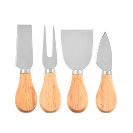 Stainless Steel Cheese Knives Tools Wood Handles Oak Handle Cheeses Cutter Butter Spatula Kitchen Cheese Tool 364 D3