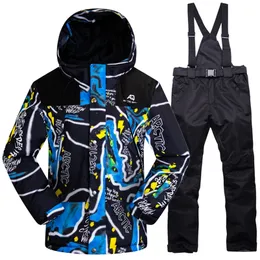 Men için Kış Kayak Takımı Sıcak rüzgar geçirmez su geçirmez açık spor kar ceketleri ve pantolon erkek kayak ekipmanı snowboard ceketi 220812