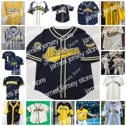 Maglia da baseball James Custom Stitched College Michigan Wolverines 18 JORDO ROGERS 19 LOGAN WOOD 20 WILLIE WEISS CASEY BUCKLEY JACK VAN REMORTEL