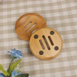Natural Wooden Bamboo Soap Dish Durable High Intensity Round Shape Soap Storage Support Plate Stand Wood Box Bathroom Shower B0614X1