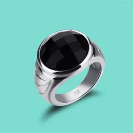 Cluster Rings Sterling Silver Ring Classic Ornaments Obsidian Neutral Men and Women for Daily Collocation Fashion Silvercluster Rita22