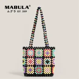 MABULA Borse a tracolla da donna con perline di fiori colorati Borse a mano piccole per telefono Borsa da spiaggia estiva femminile Tote da vacanza casual 220815