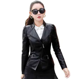 Fauxe Leather Jacket Women 2020 ETS Clothing Spring осень короткие пальто карманы на молнии