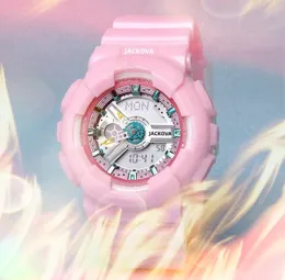 ICED Out Sports Quartz Herren Frauen Digital Watch World Time LED Cold Light Dual Display Limited Edition Armbanduhren Top Design Clock Schöner Tisch