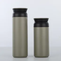 Slim Coffee Tumbler Travel Mugg Water Cup 12oz/350 ml 16oz/480 ml Skinny 18/8 Rostfritt stål isolerat vakuum 2-väggar termiskt te glas valfritt lock