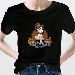 T-Shirt da donna Ropa Aesthetic Soft Girl Pin Up Abbigliamento Y2K Grunge Donna all'ingrosso Bellezza Sexy Tumblr Manica corta Pantaloni a vita bassa MujerWomen