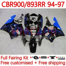 Body Kit For HONDA CBR893 CBR 900 893 RR CC 89-97 Bodywork 120No.119 CBR 893RR 900RR 893CC CBR893RR 89 94 95 96 97 CBR900RR 1989 1994 1995 1996 1997 Fairing blue flames