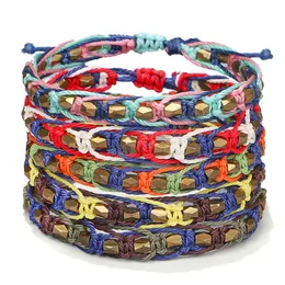 Handgemaakte koperen kraal waterdichte wasdraaddraad armband armband voor vrouwen mannen geluk macrame geweven armbanden sieraden