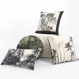 Kuddefodral American Frosted Velvet Cushion Cover PLAM Tree Printed Pillow Covers Dekorativ soffa Couch Farmhouse Home Decor Decoration 220623