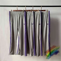 2020ss Needle Pants Men Women Velvet Butterfly Embroidery Tracksuit Patchwork T220721