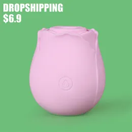 Vibrator Sex Toy Massager Dropshipping Silicone Rechargable Rose Clitoral sucking Langue clit￳ris Toys de suc￧￣o para mulher dgwr