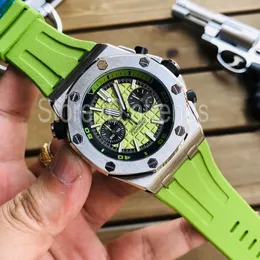 Top Fashion Quartz Chronograph Watch Men Silver Dial Dial Design Stopwatch Gentlemen Casual Wristwatch Rubber Strap Clock 614e