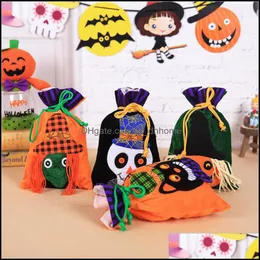 Altre forniture per feste festive Sacchetto regalo con stringhe di Halloween Tessuto non tessuto Fabri Dhupd