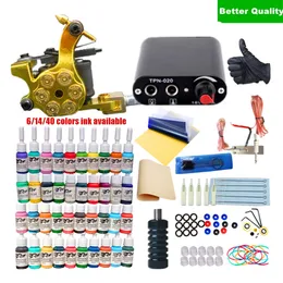 Tattoo Kit 7 Colors Inks Set Disposable Needles Power Supply Sets Machine Gun Set Tattoos Tattooing Kits Accessories