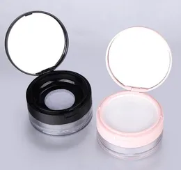 Frasco de recipiente de pó solto 20g com malha de tela elástica preto rosa tampa flip frasco cosmético estojo W peneira SN4425