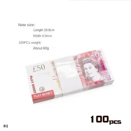 Prop Money Copy Banknote 5 10 20 50 GBP 장난감 통화 파티 가짜 돈 아동 선물 티켓 인조 빌릿