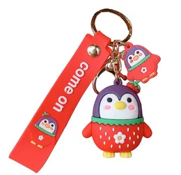 20PCS/lot New Silicon Gel Keychains Cartoon Positive Penguin Keychain Cute Couples Accessorize Key Chains Girl Student Handbag Pendant Gift Key Ring Wholesale
