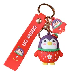 20 Teile/los Neue Silikon Gel Schlüsselanhänger Cartoon Positive Pinguin Schlüsselbund Nette Paare Statten Schlüssel Ketten Mädchen Student Handtasche Anhänger Geschenk schlüssel Ring Großhandel