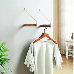 Nordic Brass Cloth Hanger Rack Wall Hanging Hook Collection Shop Decoration Wood Hanging Organisers Badrum Handduk 210318