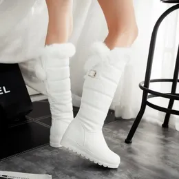 Zimowa jesień Nowe pióra Knight Knee Boots Kobiety moda Slipon Wysokość wzrostu buty kostki duże rozmiar 3442 Y200915