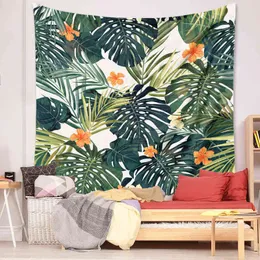 Tropical Leaves Floral Wall Carpet Wall Hanging Carpet Palm Tree Bohemian Room Decor Bedroom Trippy Tapiz Beach Blanket Scarf J220804