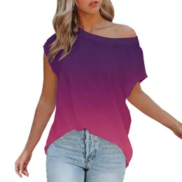 Women Casual Short Sleeve Off Shoulder Blouse and Shirt Outdoor Soft Basic Printing Tunic Tops Female Short Sleeve Shirt Blusas L220705