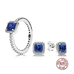 NEW 2019 100% 925 Sterling Silver Blue Timeless Elegance Gift Set Charms rings Fit DIY Original Jewellery A Set AA220315