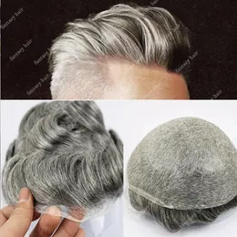 Men's Wig 0.06-0.08mm Thin Skin Men Toupee Transparent PU Hair Pieces Unit Hair V Loop Replacement Hairs System Platinum Blonde