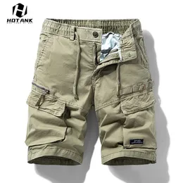 Summer Men Shorts Fashion Cargo Zipper Casual flera fickor Militära korta byxor Mens Loose Jogging Streetwear 220714