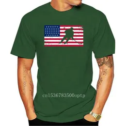 Men's T-Shirts Usa American Flag Hockey Cool Ice Skating T Shirt Gift For Men Size S-3Xl Gyms Fitness Tee ShirtMen's