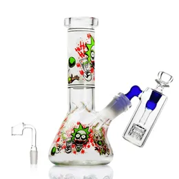 REANICE Mini Set Bong in Vetro con Pipa ad Acqua Luminosa Belly Narghilè Piccolo Altezza 20 cm Taglio 18,8 Ciotole