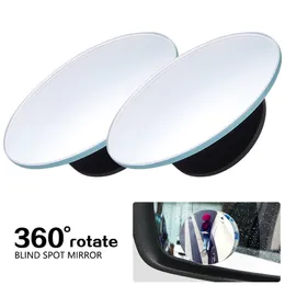 2Pcs Car Rearview Mirror Blind Spot Mirror Round 360 Degree Rotating Auto Wide-angle Frame Auxiliary Convex Dead Zone Mirror
