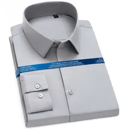 Męska Klasyczna Rozciągliwa Jedwabista Sukienka Non-Żelazka Koszula Koszulka Biznesowa Biuro Z Długim Rękawem Standardowy Fit Wrinkle Free Casual Shirts 220323